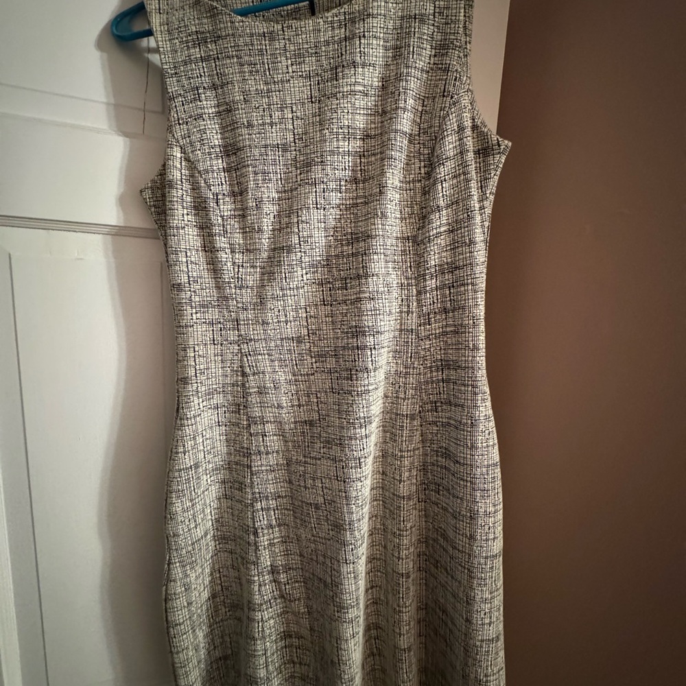 Tahari Women's Black and White Tweed Midi Dress
